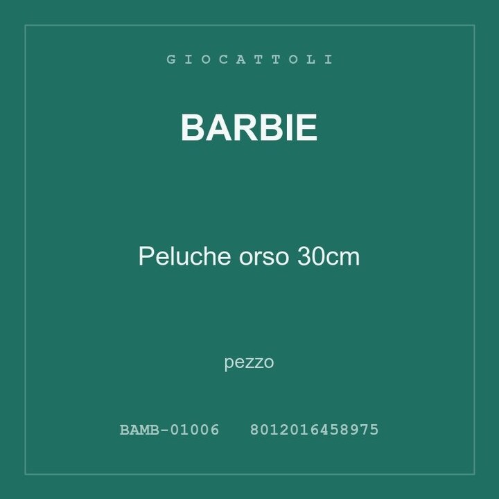 Barbie Peluche orso 30cm — conf. 12 pz