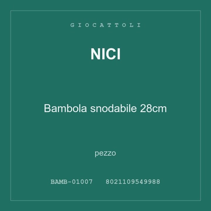 Nici Bambola snodabile 28cm — conf. 3 pz