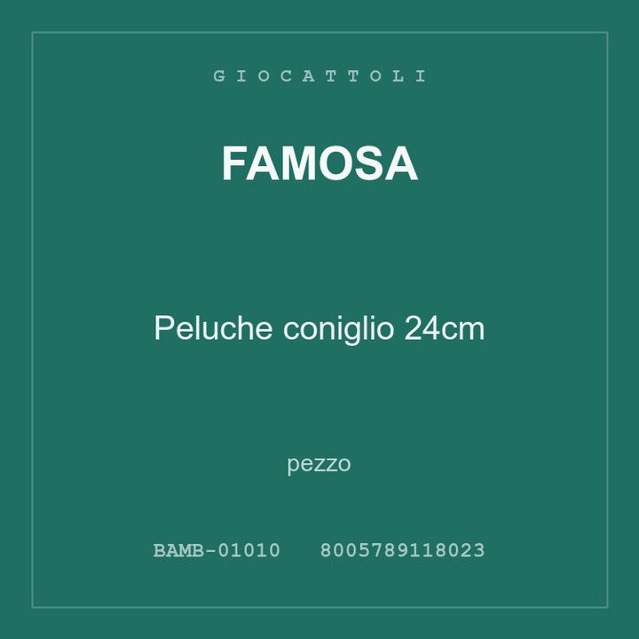 Famosa Peluche coniglio 24cm — conf. 12 pz