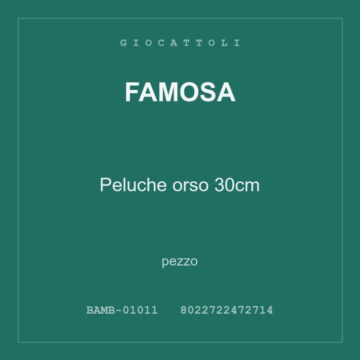 Famosa Peluche orso 30cm — conf. 12 pz