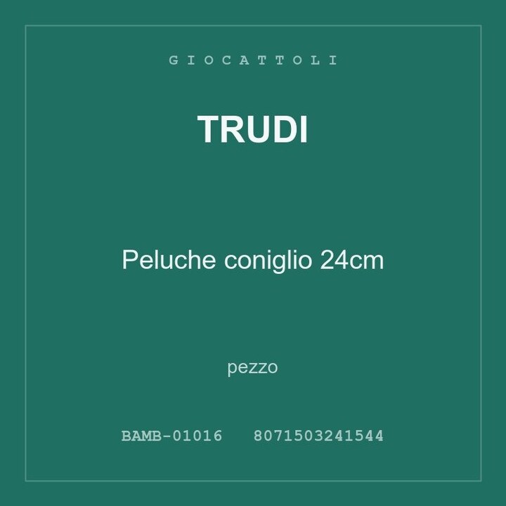 Trudi Peluche coniglio 24cm — conf. 8 pz